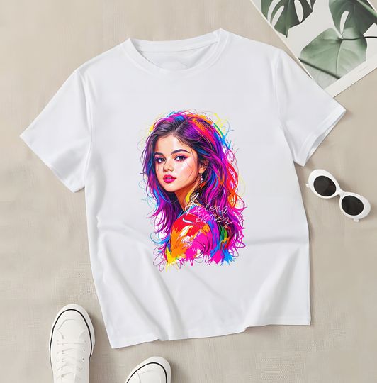 Selena Gomez Inspired Graphic Shirt, Colorful Scribble design Tee, Selena Gomez T-shirt, Selena Gomez Tee, Perfect for Music lovers