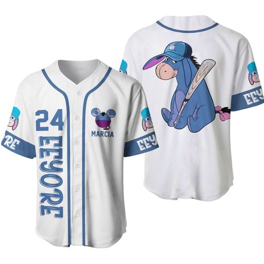Personalized Eeyore Baseball Shirt, Winnie The Pooh Jersey, Disney Eeyore Jersey
