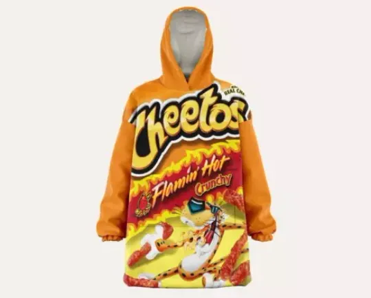 Oversized Blanket-Hoodie Novelty Hot Cheetos | Plush Fleece Giant Hoodie Blanket