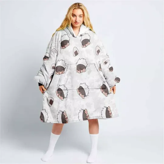 Gojo JJK Blanket Hoodie, Christmas Oversized Blanket Hoodie