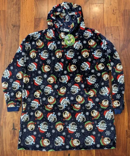 NWT Rick And Rickandmorty Black Hoodie Wearable Blanket O/S Christmas