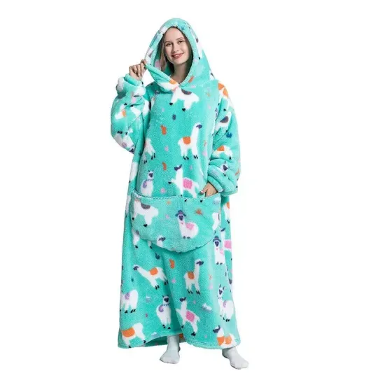 Alpaca Hoodie Blanket Oversized Big Hooded Ultra Plush Fleece Giant Sweatshirt
