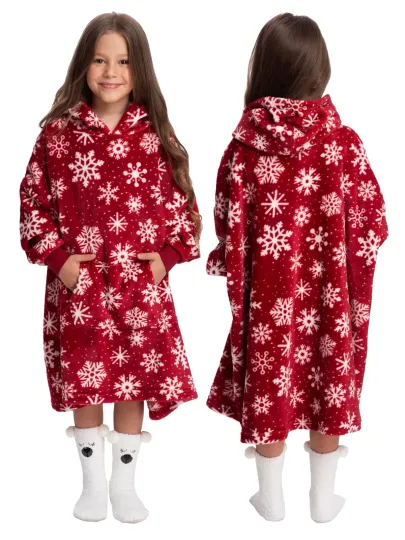 Mad Dog Wearable Fleece Blanket Hoodie, Christmas Matching Family Sets with L...