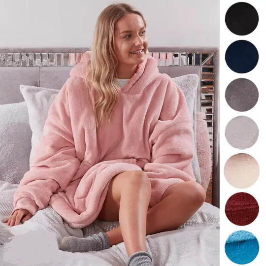 Hoodie Blanket Oversized Hooded Ultra Plush Soft Sherpa Fleece Giant Sweatshirt