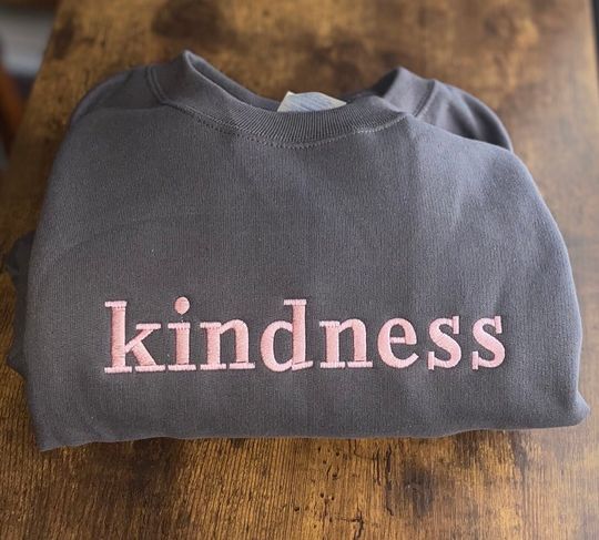 Discover Kindness Embroidery on Crewneck Sweatshirt