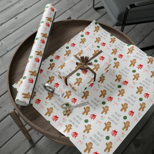 Funny Gag Christmas Wrapping Paper Gingerbread Man Christmas Gift Wrap White Elephant Gift Wrap