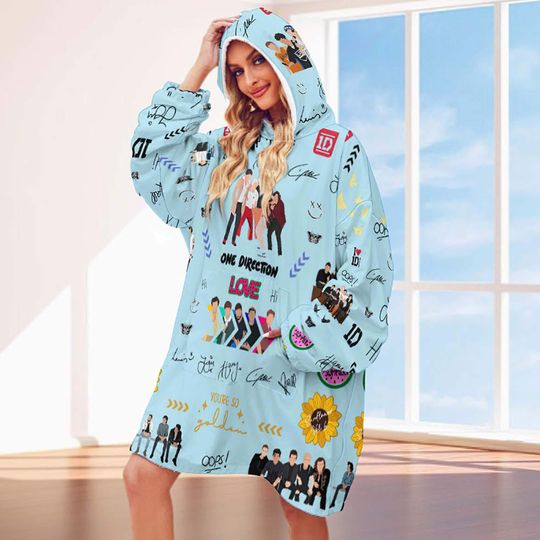 Christmas 1D One sized Hoodie Blanket, One Direction Sherpa Fleece Hoodie Blanket, Gift For Christmas