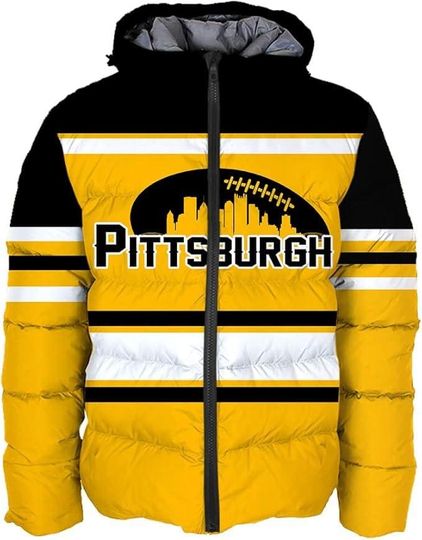 Pittsburgh Men's American Football Personalized Winter Puffer Jacket