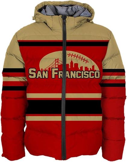 San Francisco Men's American Football Personalized Winter Puffer Jacket