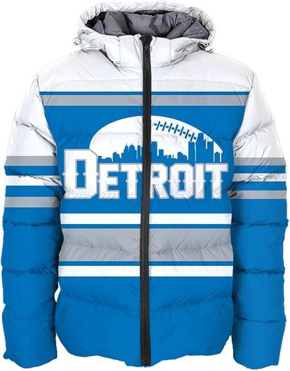 Detroit Men's American Football Personalized Winter Puffer Jacket