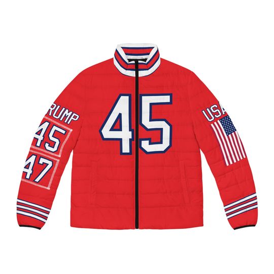 Trump President USA Flag Game Day Men's Puffer Jacket
