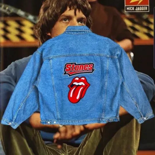 90s The Rolling Stones Concert Tour Blue Embroidered Denim Jacket Women's