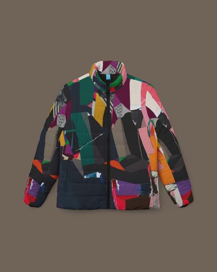 Womens Puffer Jacket, Colorful jacket, Vibrant jacket, autumn clothing, Artistic clothes, Unique design clothes, Womens clothing, outerwear