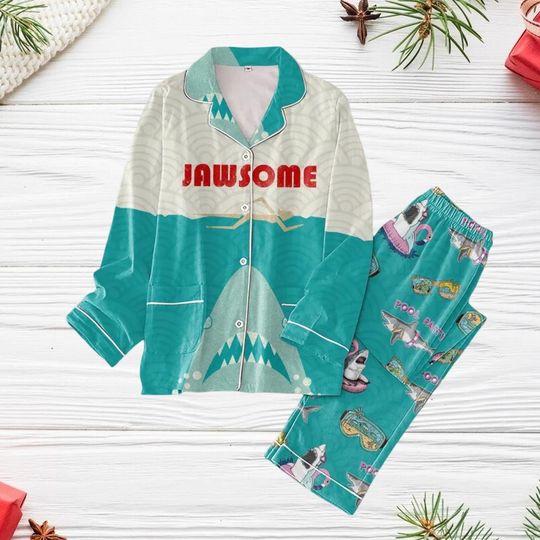 Jaws Movie Pajamas Set, Jaws Shark Christmas Pajamas, Jaws Horror Women Pajamas, Horror Movie Holiday Pajamas, Scary Movie Gift