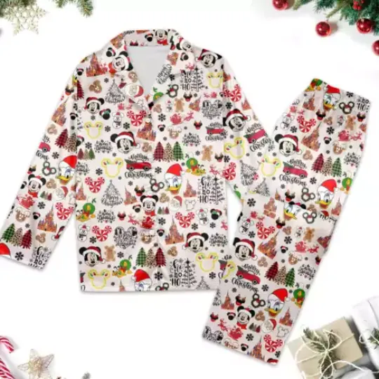 Mickey & Friends Christmas Pajamas, Minnie Mouse Pyjamas Set, Cartoon Xmas