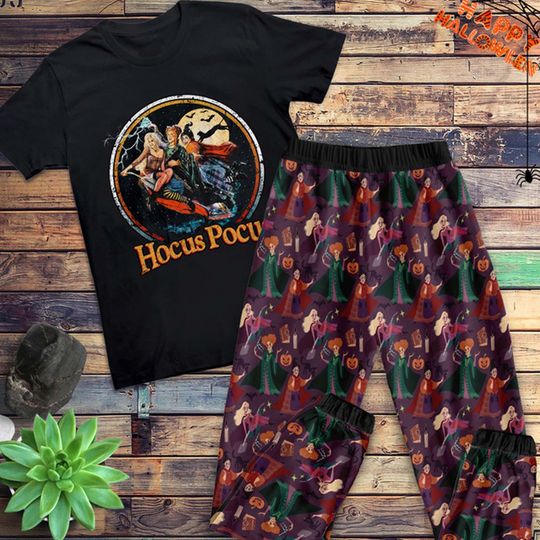 Hocus Pocus Pajamas Set - Sanderson Sisters Horror Movie Pajamas for Adults & Kids