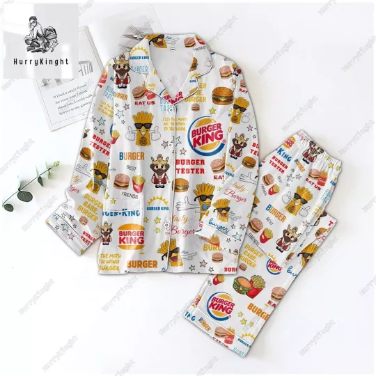 Burger King Pajamas Set, Burger King Womens Pajamas, Burger King Holiday Pajamas