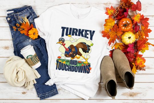 Dallas Cowboys Football Shirt Thanksgiving Turkey and Touchdowns Football Shirt