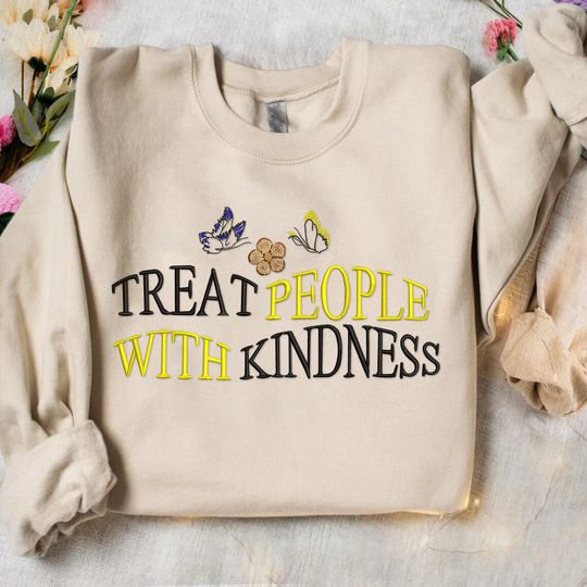 Treat People with Kindness embroidered Sweatshirts, tpwk embroidered crewneck, Gift For Christmas