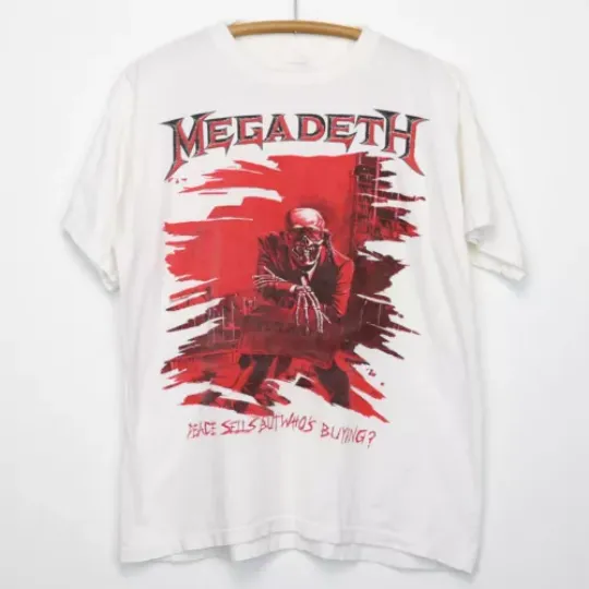 1987 Megadeth Band Peace Sells White Men Cotton T-shirt