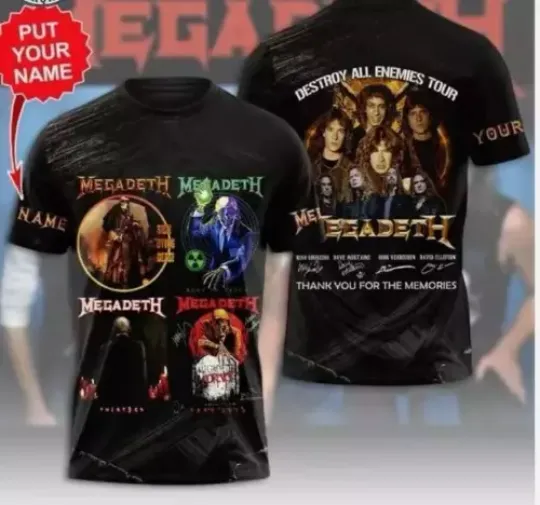 Destroy All Enemies Tour Megadeth shirt 3D printing 3D shirt