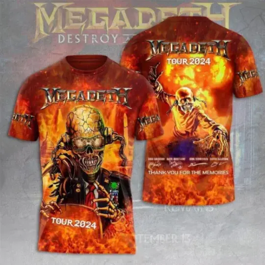 Megadeth Rock 2024 3D All Over Print T shirt Great Shirt