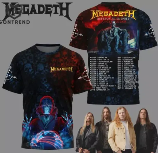 Megadeth Destroy All Enemies 2024 Us Tour 3D T-Shirt