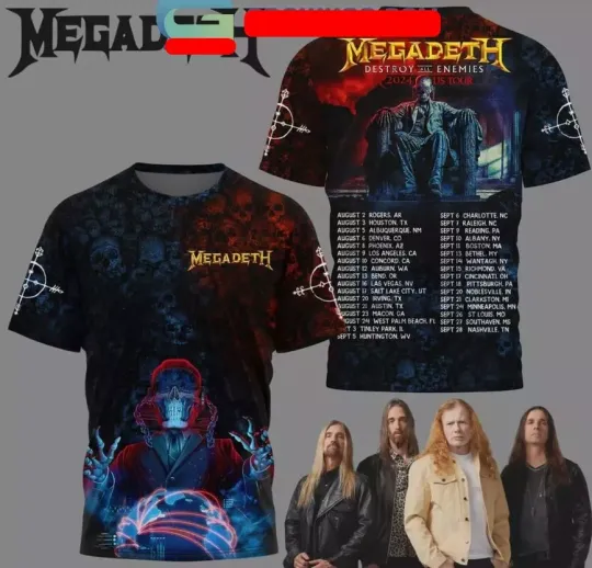 Megadeth 2024 US Tour To Destroy Enemies Great 3D Tshirt