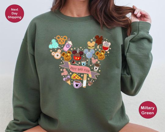 Best Day Ever Sweatshirt, Disneyworld Trip Family Sweater, Disney Adult Youth Onesie Snacks Sweatshirt