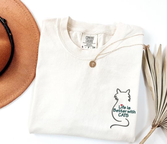 Embroidered Cat Mom Sweatshirt, Embroidered Cat Mom Sweater, Life Is Better With Cats, Funny Cat Hoodie, Cat Lover Gift, Gift for cats lover