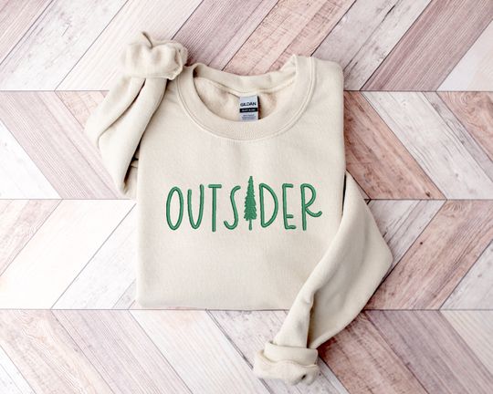 Discover Outsider Embroidered Sweatshirt, Outsider Life Embroidery Shirt, Nature Life Shirt, Outdoor Embroidery Sweatshirt, Hiking Embroidery Shirt