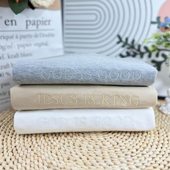 Embroidered God is Good Christian Sweatshirt, Christian Crewneck , Jesus Hoodie, Christian Gifts