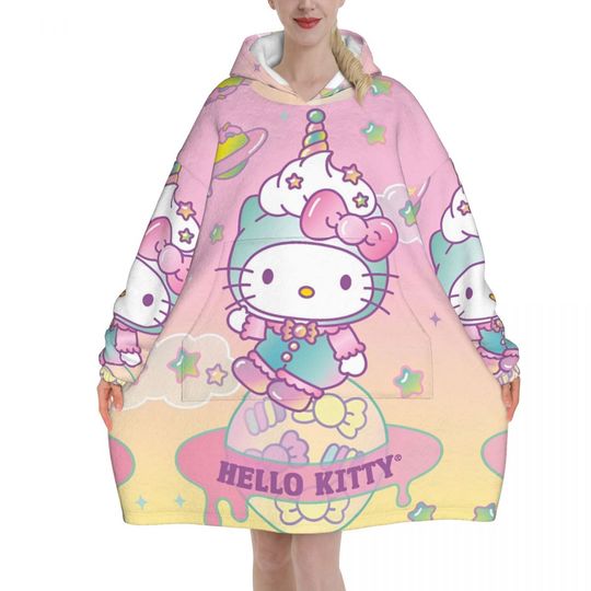 Hello Kitty Cartoon Blanket Hoodie