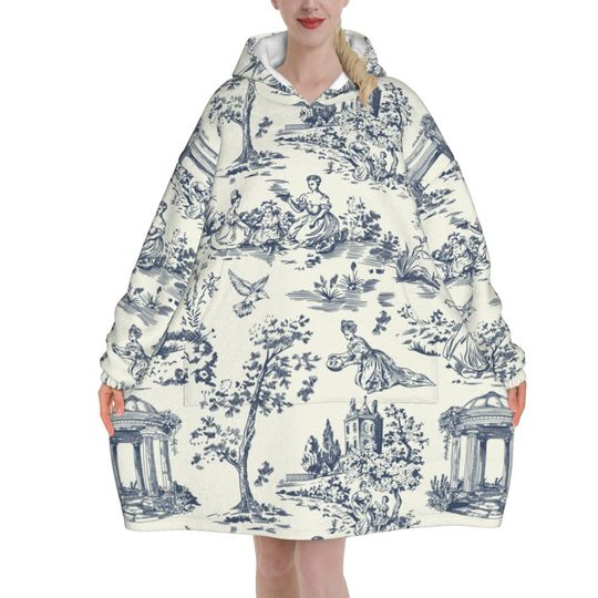 Toile De Jouy Country Life Blanket Hoodie
