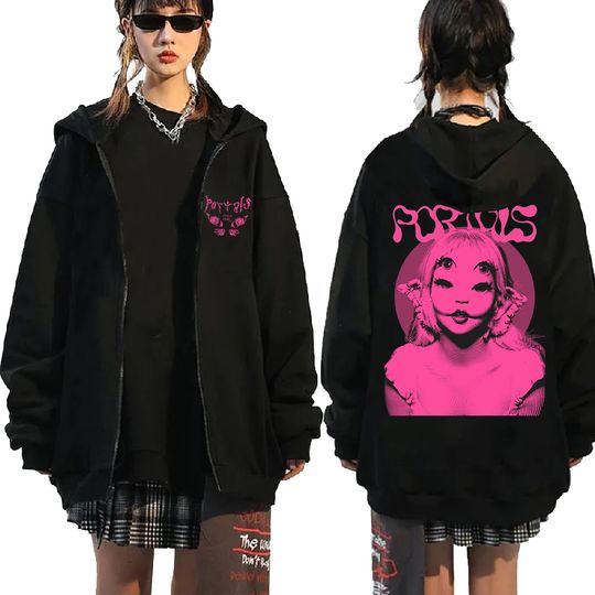 Classic Melanie Martinez Portals Tour Graphic Print Zip-up Hoodie Gift For Fans