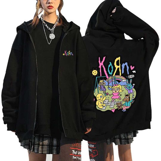 New Korn Band Printed Zip-up Hoodie Gift For Fans