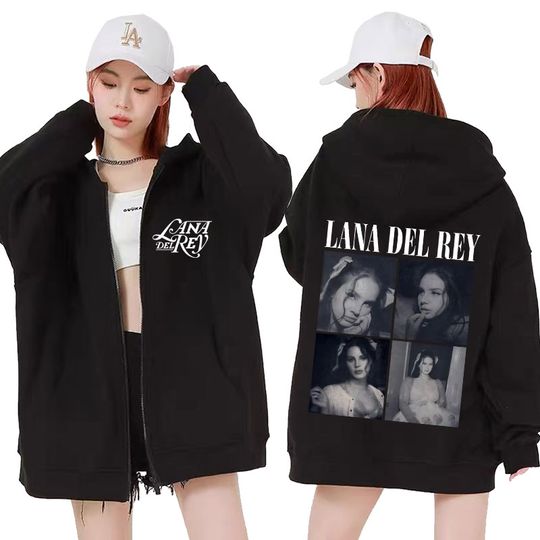 Discover Vintage Lana Del Rey Music Album Graphic Print Zip-up Hoodie Gift For Fans