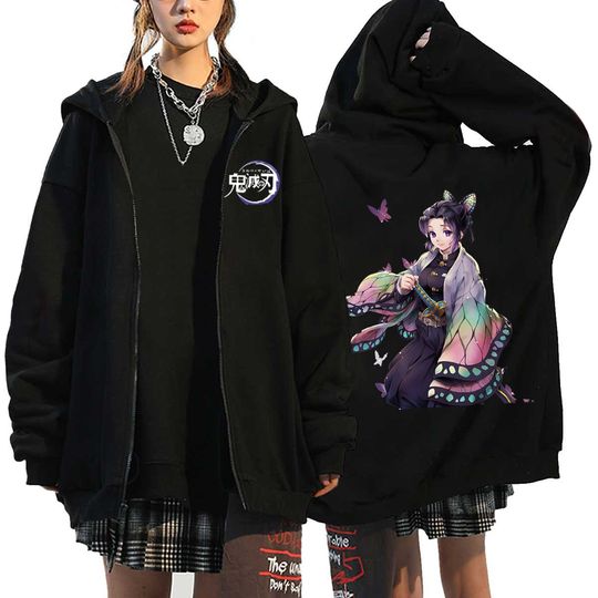 Hot Anime demon Kochou Shinobu Zip-up Hoodie Gift For Fans