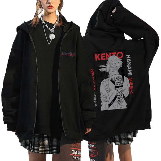 Jujutsu Satoru Anime Clothing Nanami Kento Print Zip-up Hoodie Gift For Fans