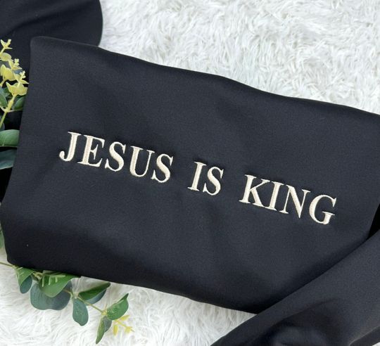 Embroidered Christian Sweatshirt Personalized Your Own Text, GOD IS GOOD Sweatshirt, Christian Crewneck, Faith Sweatshirt, Embroidered Shirt