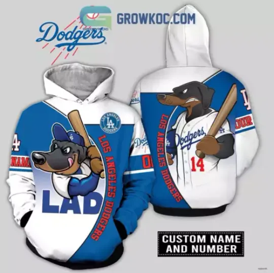 SALE! Dodgers Mascot Hoodie, Custom Name and Number Baseball Team Hoodie Gift