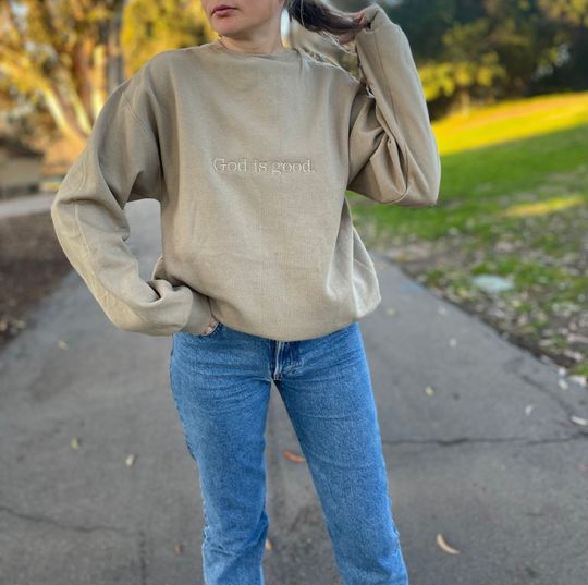 God Is Good Embroidered Sweatshirt, God Is Good Hoodie, Christian Based Clothing, Faith Based Apparel, Embroidered Crewneck Sweatshirt