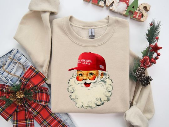 Make Christmas Great Again Trump Christmas Shirt, Trump Gifts, MAGA Santa Christmas Sweatshirt Gift For Republican Mom, Republican Gifts