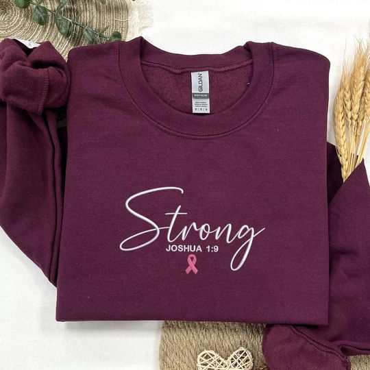 Embroidered Breast Cancer Survivor Tee Breast Cancer Sweatshirt, Faith Sweatshirt Christian Apparel, Breast Cancer Awareness Sweatshirt Gift