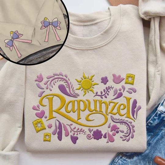Embroidered Pascal Best Day Ever Side Bow Sweatshirt, Tangled Sun Lantern Embroidery Shirt, Rapunzel Princess Sweater, Disneyland Trip 2024