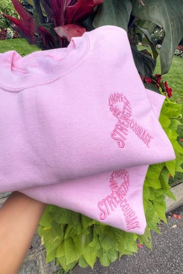 Embroidered Breast Cancer Crewneck / Breast Cancer Sweatshirt / Breast Cancer Survivor Sweatshirt