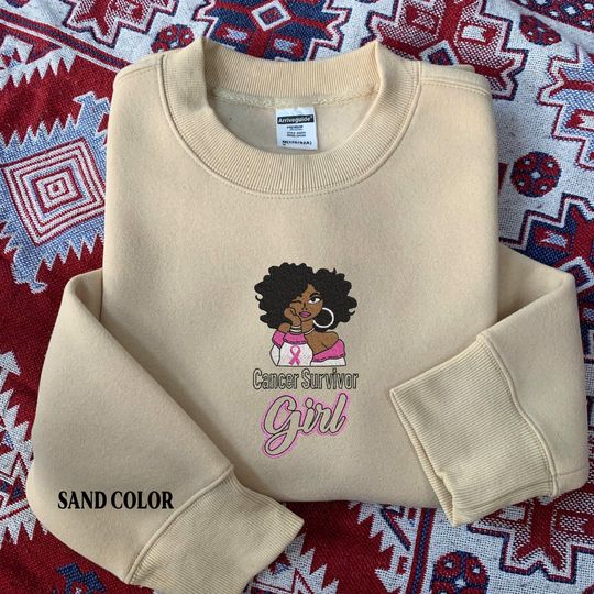 Black Woman Breast Cancer Survivor Embroidery Sweatshirt, Black Woman Breast Cancer Embroidery Shirt, Black Girl Cancer Shirt,Gift for Girls
