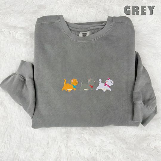 Embroidered The Aristocats Kitten Sweatshirt, Marie Berlioz Toulouse Sweat, Disney Cute Kittens Sweat, Disney Cats, Comfort Colors Sweat