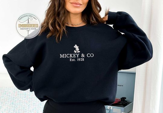 Mickey & Co 1928 Embroidered Sweatshirt, Disney Sweatshirt, Retro Mickey And Co, Disneyworld Shirts, Disney Vacation Shirt, Disneyland Shirt