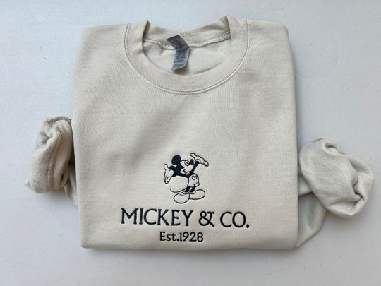 Embroidered  Mickey & Co Sweatshirt, Mickey and Co. est. 1928 Hoodie,Disney Trip Comfort Colors Shirt, Trendy Crewnecks for Women, Mom gifts